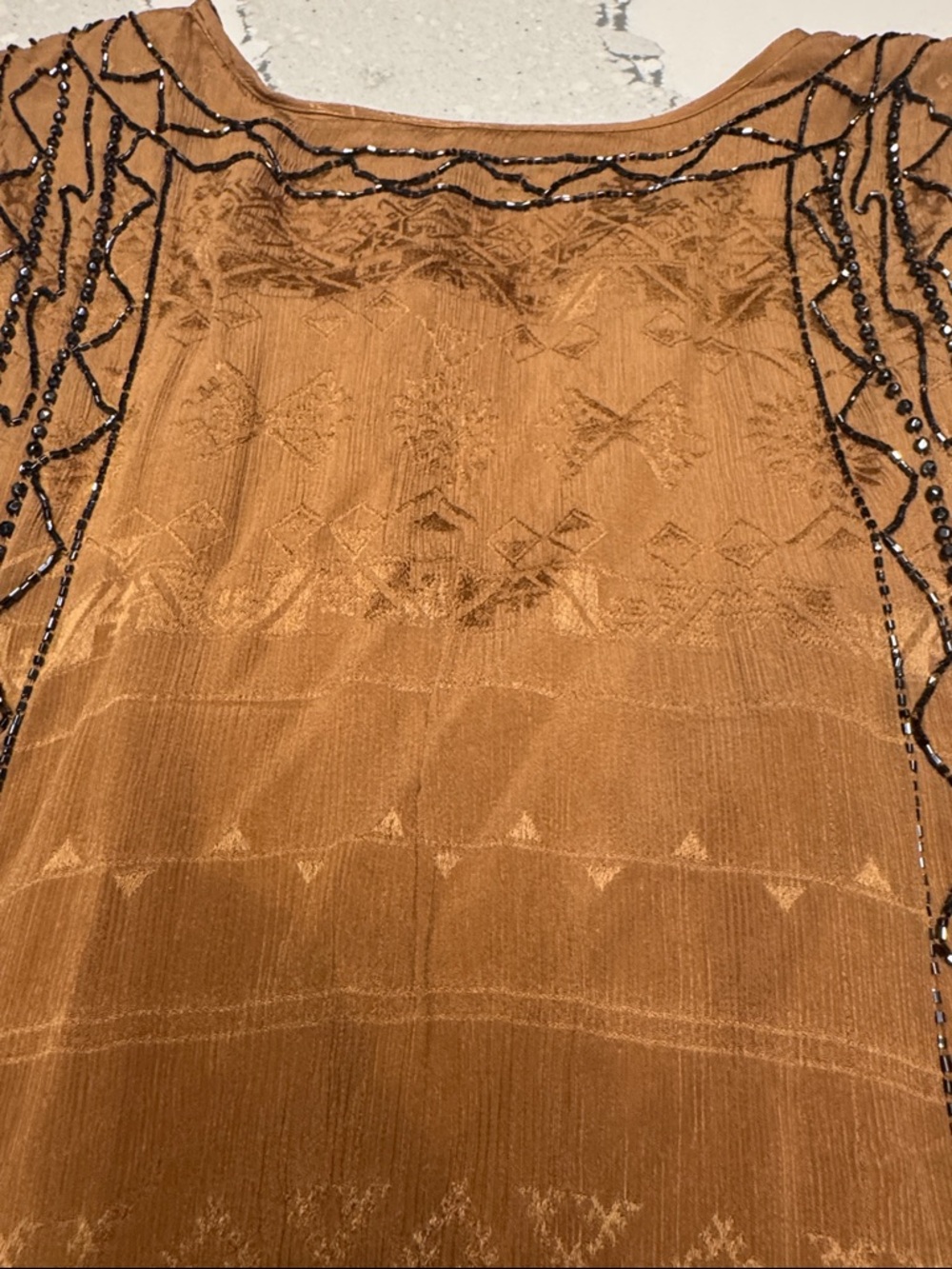 Free People Coffee Colored Beaded Tie-Side Mini Dress Summer Wedding Stunning - Picture 10 of 11